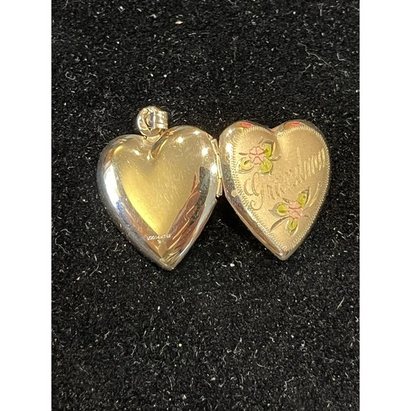 14k Gold Filled Heart Flowers GRANDMA Double Photo Locket Pendant - Picture 5 of 5